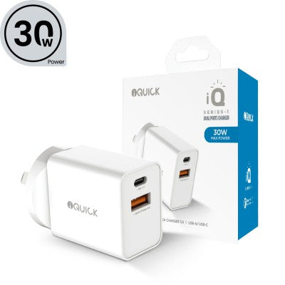 iQuick 30W PD 3.0 + QC 3.0 Dual Ports Charging adapter