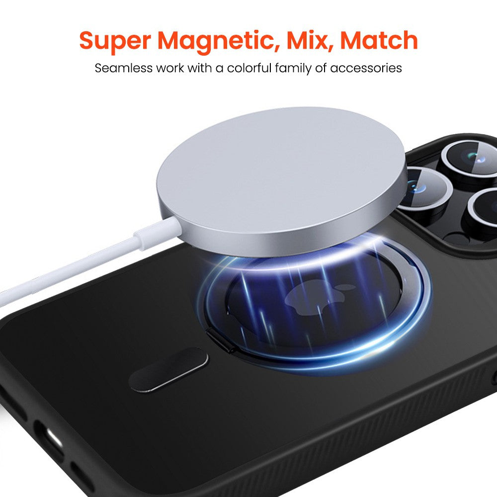 GLIMMER RING 360° Rotation Stand Magnetic Matte Case for iPhone 15 Pro Max