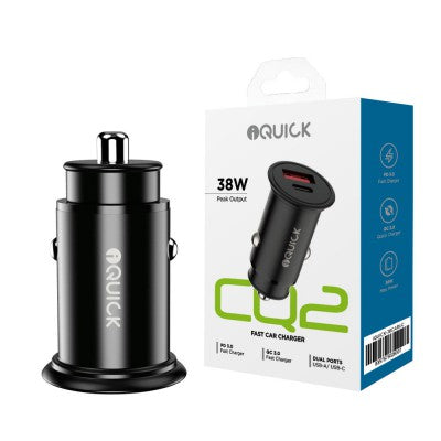 iQuick CQ2 38W Fast Car Charging USB-A & USB-C Ports