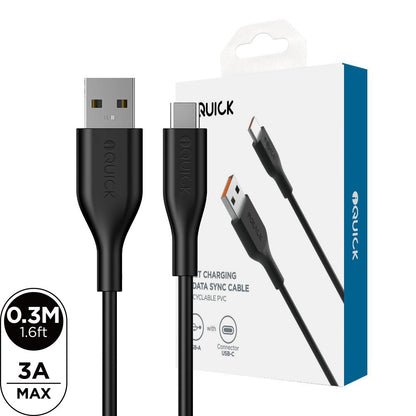 iQuick PVC USB-A to USB-C Fast Charging Cable 0.3M