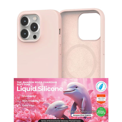 Liquid Silicone Case Cover with Magsafe Ring for iPhone 15 Plus