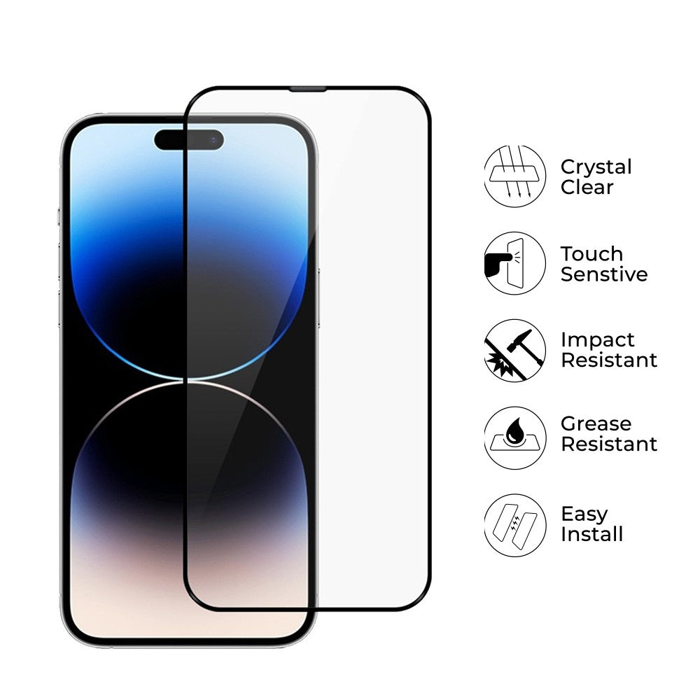 Full Coverage Tempered Glass Screen Protector For iPhone 14 / iPhone 13 Pro / iPhone 13